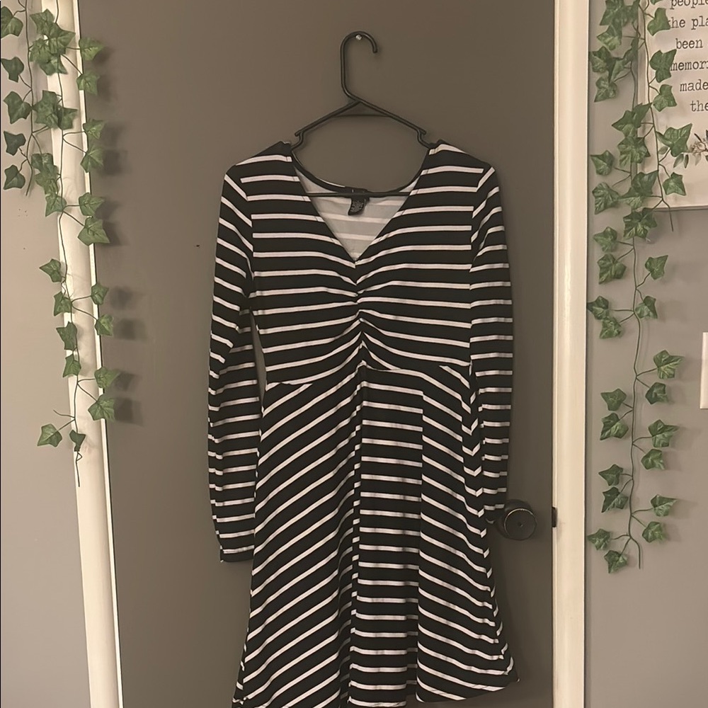Justify Black and White Striped Long Sleeve Dress